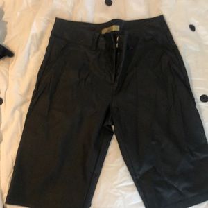 Cute, fitted leather look shorts, 10” inseam
